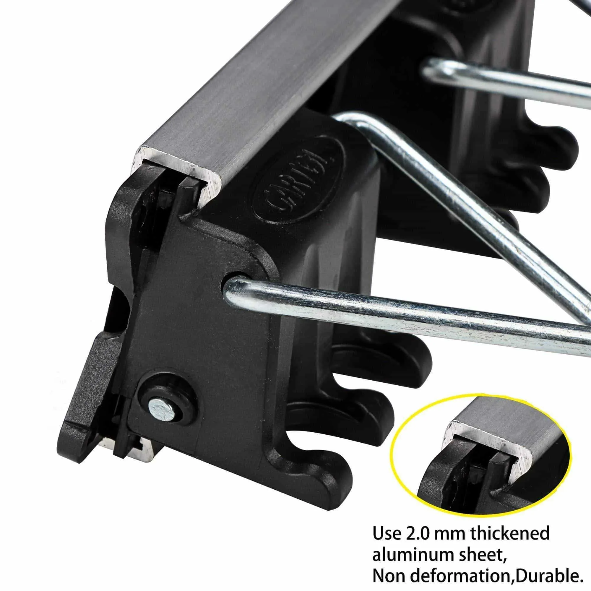 GARTOL Mop Holder Multifunction Aluminum Alloy Broom Organizer Wall Mount Holder Wall Mounted Tools for Garden Garage Laundry Room Kitchen, with 4 Racks Holders and 12 Storage Hooks