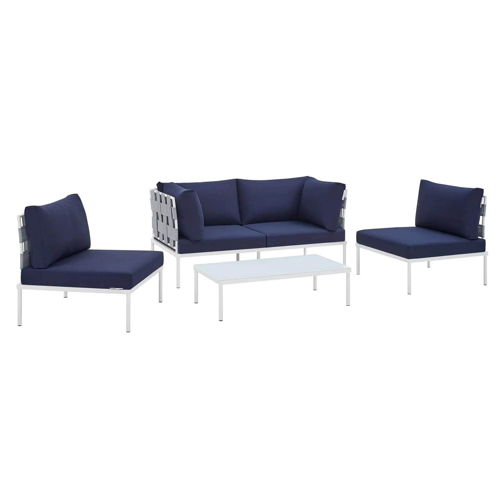 Harmony 4-Piece  Sunbrella Outdoor Patio Aluminum Seating Set