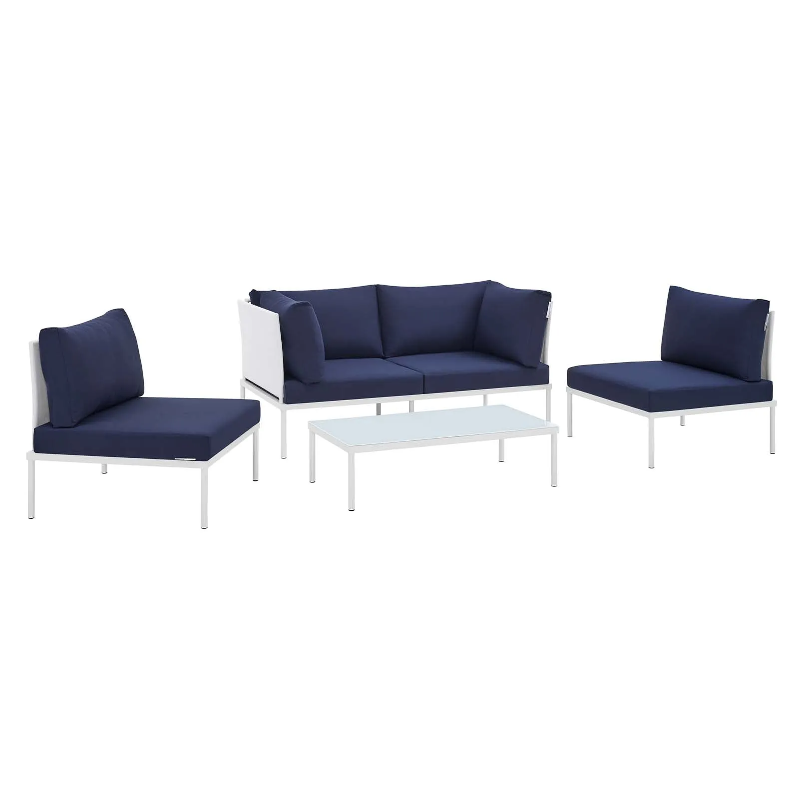 Harmony 4-Piece  Sunbrella Outdoor Patio Aluminum Seating Set