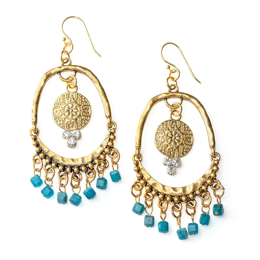 Jewelry Kit, Chandelier Swing Gemstone Earring Set, Blue Apatite and Gold - Limited Edition
