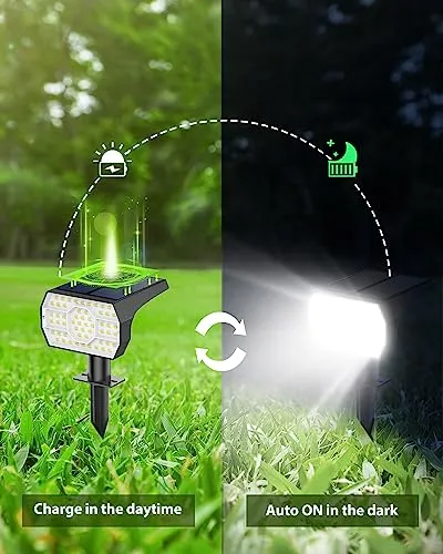Kaxiida Solar Spot Lights Outdoor Waterproof, 3 Lighting Modes Solar Landscape Lights for Outside, 56LED Solar Powered Lights Dusk to Dawn Pack of 6