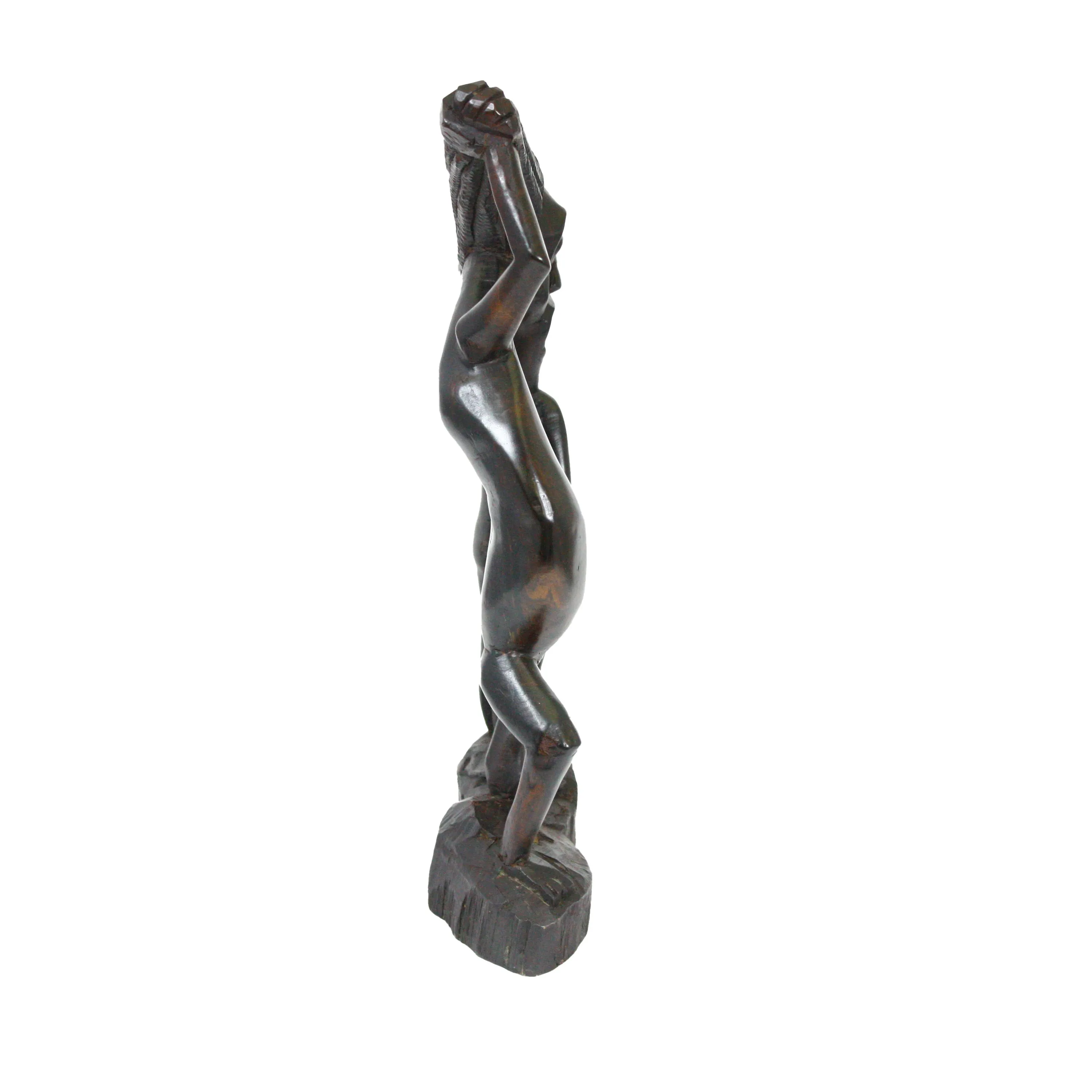 Makonde Abstract Mpingo Sculpture - Thoughtful Father Figurine, 14" H x 6" W x 3" D, 1 lb