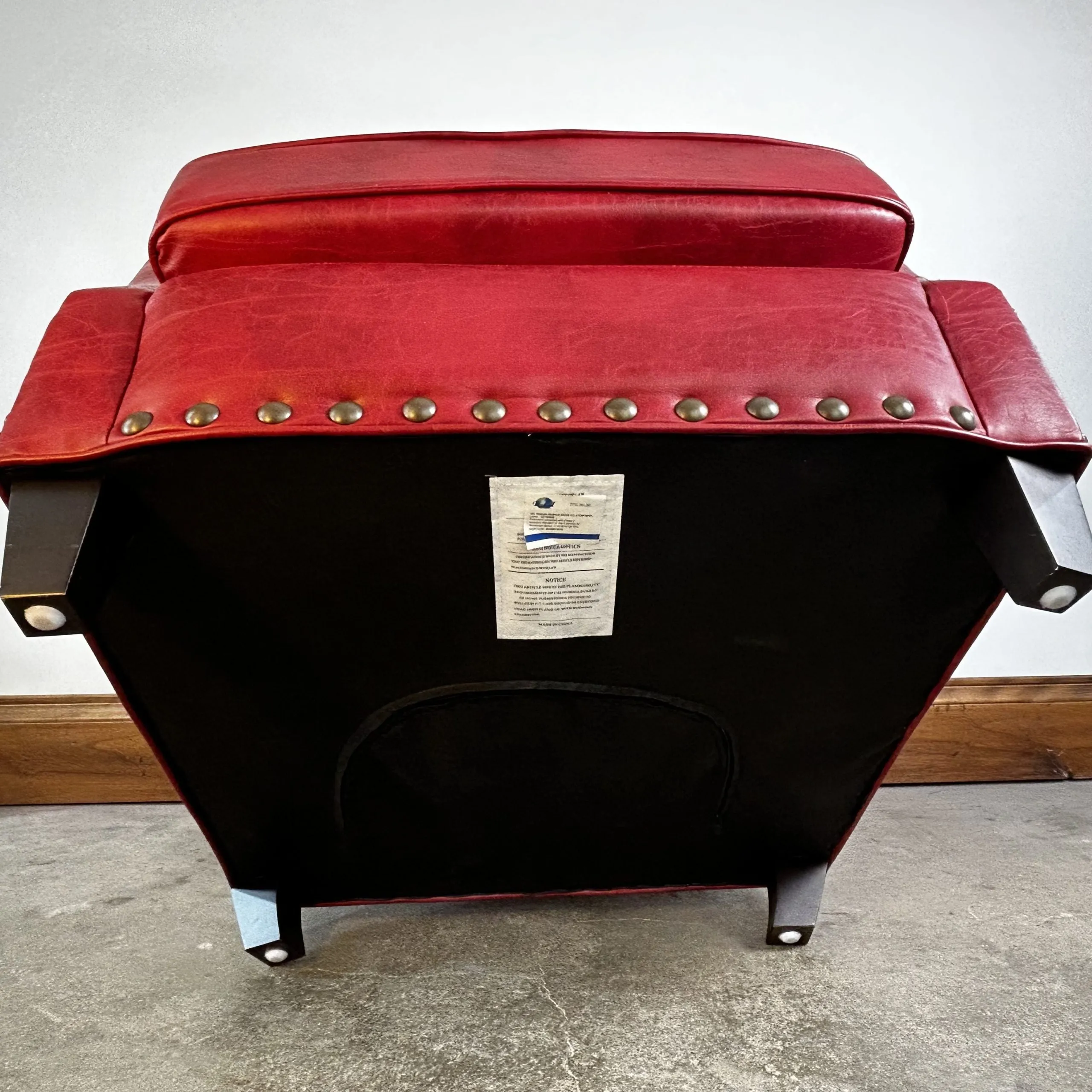 Red Faux Leather Club Chair, Bronze Nailheads