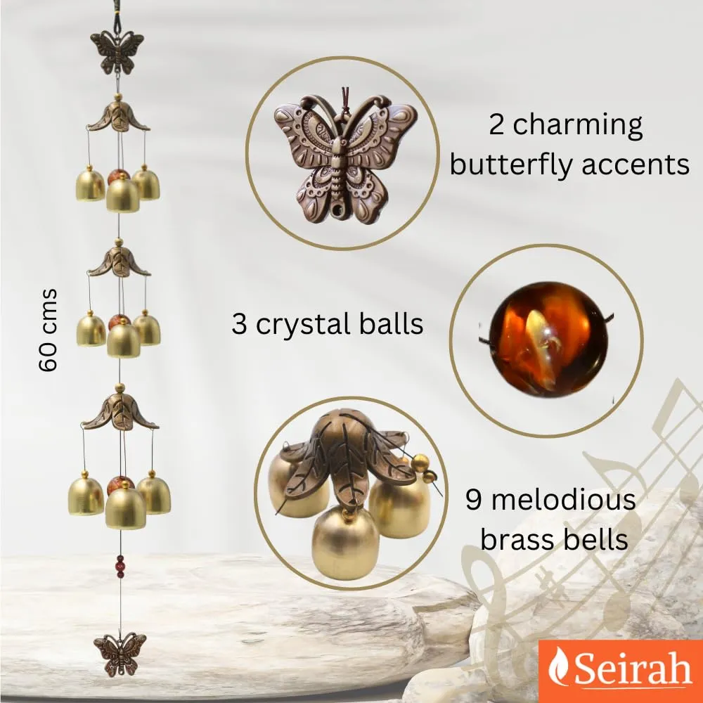 Seirah Antique 60 cms Brass Metal Wind Chimes for Home - Balcony Decor with Positive Vibes | Hanging Bells for Positive Energy Items | Wind Chimes for Indoor Garden & Roof | Antique Decorative Item