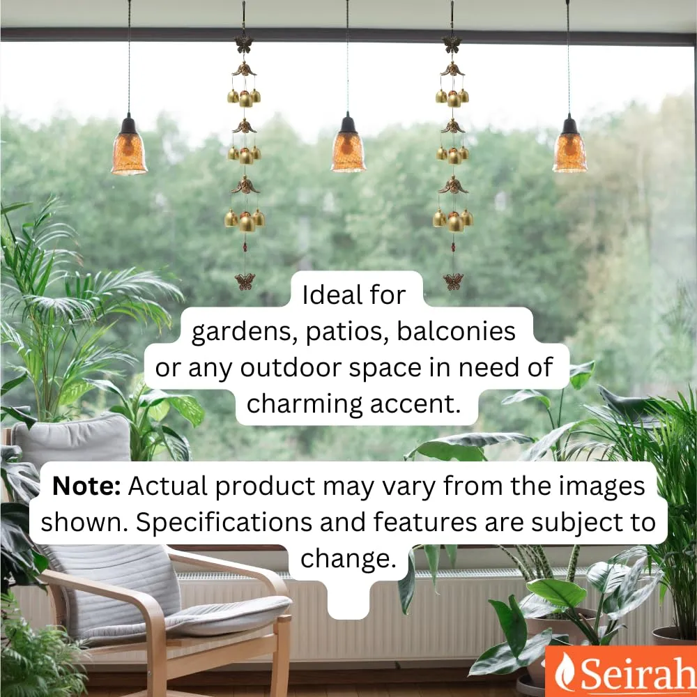 Seirah Antique 60 cms Brass Metal Wind Chimes for Home - Balcony Decor with Positive Vibes | Hanging Bells for Positive Energy Items | Wind Chimes for Indoor Garden & Roof | Antique Decorative Item