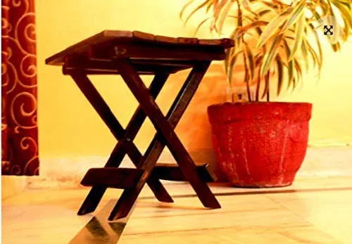 Serenz handicrafts Wooden Modern Folding Coffee, Tea Table for Living Room (Black, 12x12x12 Inches)