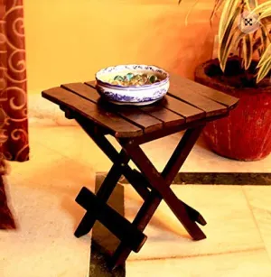 Serenz handicrafts Wooden Modern Folding Coffee, Tea Table for Living Room (Black, 12x12x12 Inches)