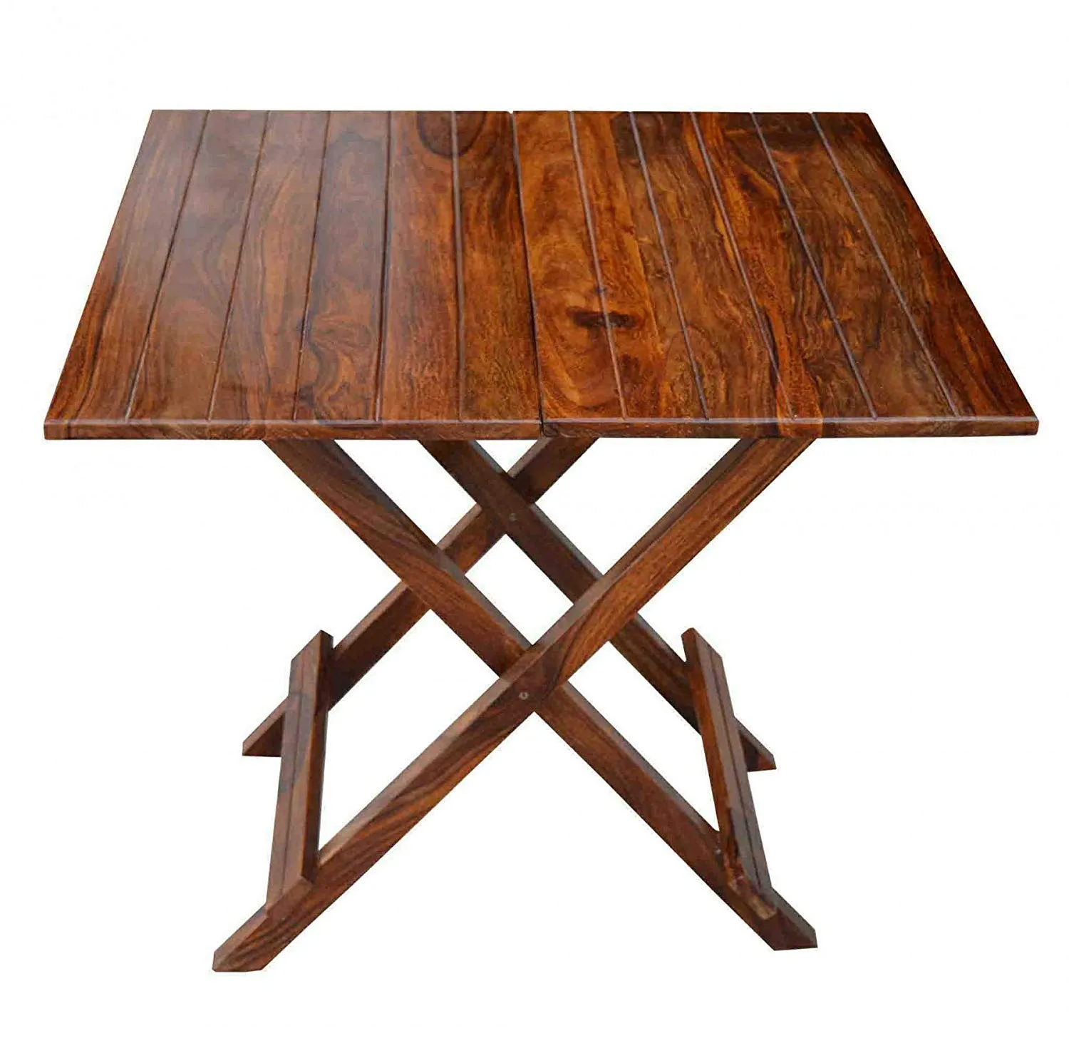 Shubam Decor Sheesham Wood Square Folding Table | Coffee Table | Outdoor and Garden Table (Standard, Honey Finish)