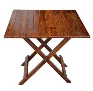 Shubam Decor Sheesham Wood Square Folding Table | Coffee Table | Outdoor and Garden Table (Standard, Honey Finish)
