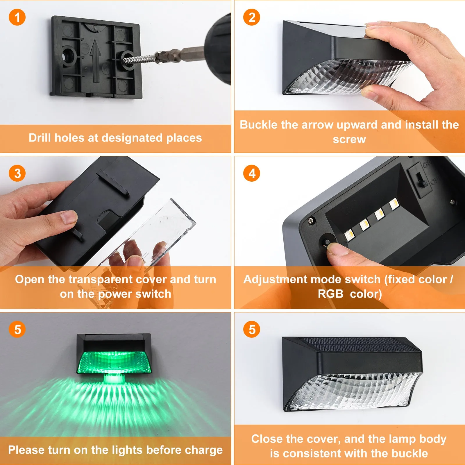 Solar Nordic Outdoor Garden Lights – Waterproof RGB Wall Lights for Railings & Pathways