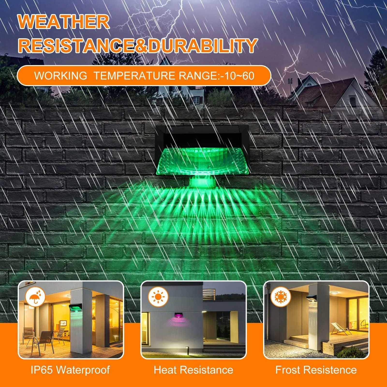 Solar Nordic Outdoor Garden Lights – Waterproof RGB Wall Lights for Railings & Pathways