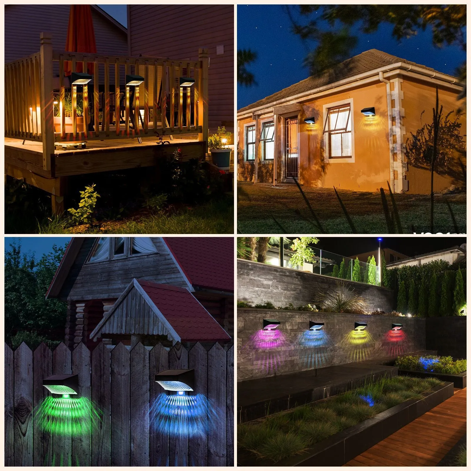 Solar Nordic Outdoor Garden Lights – Waterproof RGB Wall Lights for Railings & Pathways