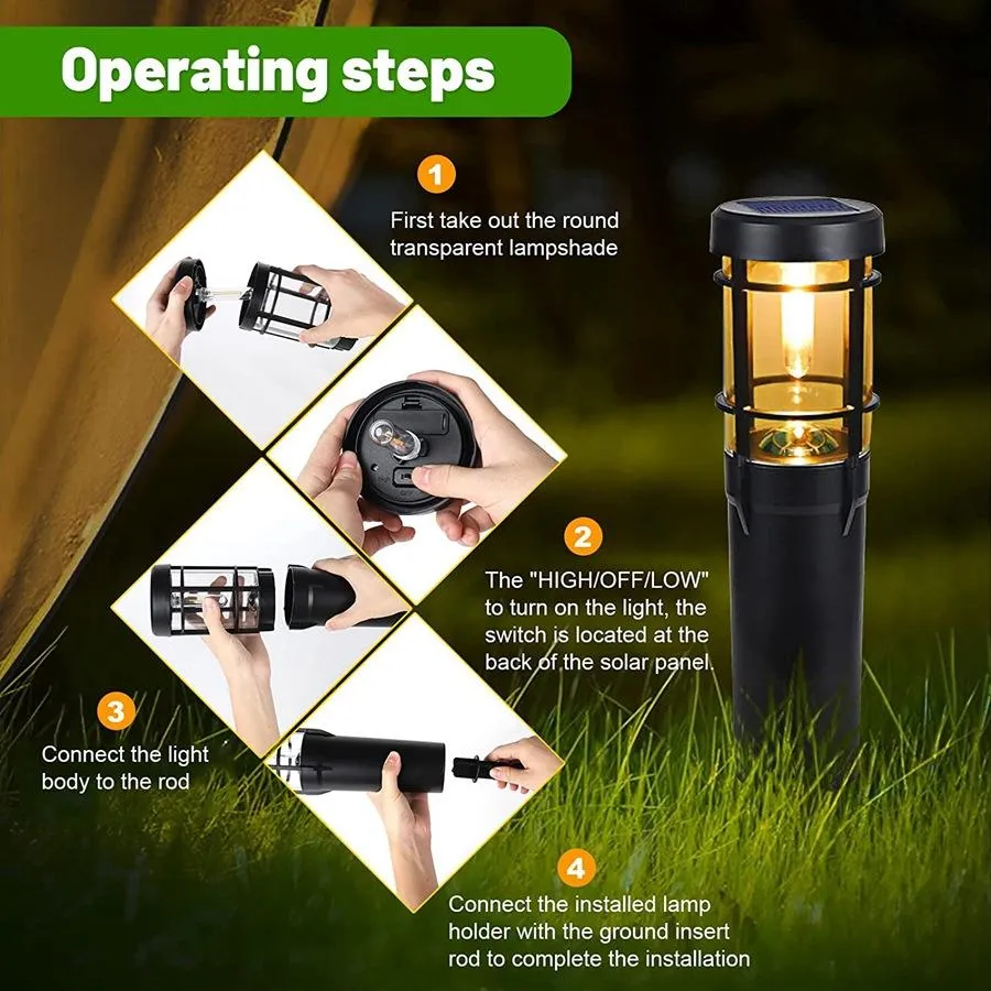Solar Pathway Lights, Solar Outdoor Lights Up to 14 Hrs Outdoor Waterproof, IP65 Waterproof Solar Garden Lights for Path Pathway Walkway