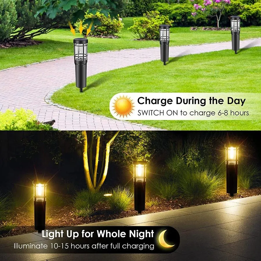 Solar Pathway Lights, Solar Outdoor Lights Up to 14 Hrs Outdoor Waterproof, IP65 Waterproof Solar Garden Lights for Path Pathway Walkway