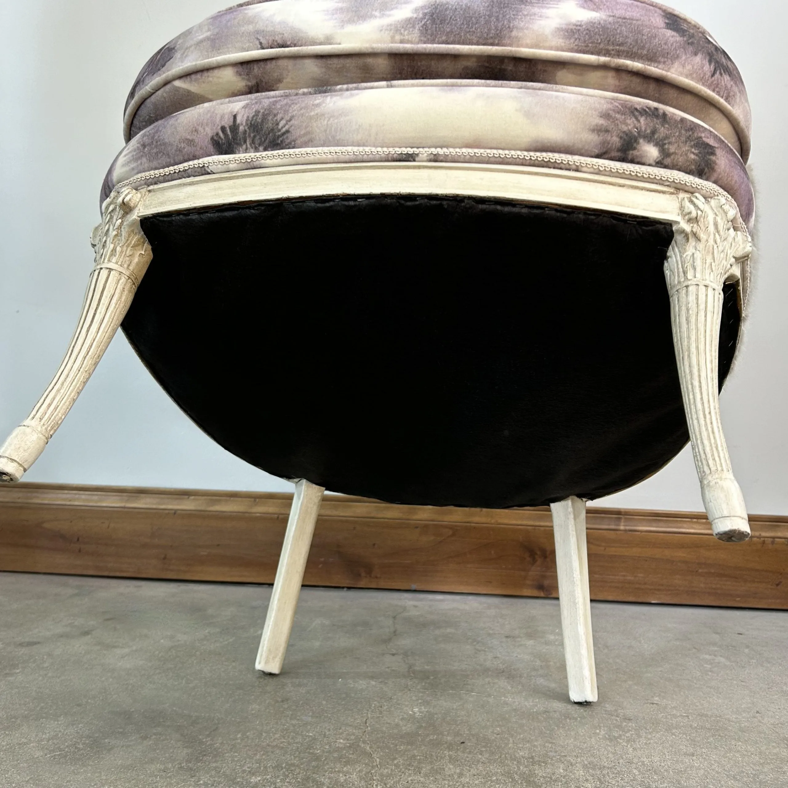 Upholstered Lounge Accent Chair, High Back, Floral Print, Lavender, Faux Fur Sides, Back, 2 Available
