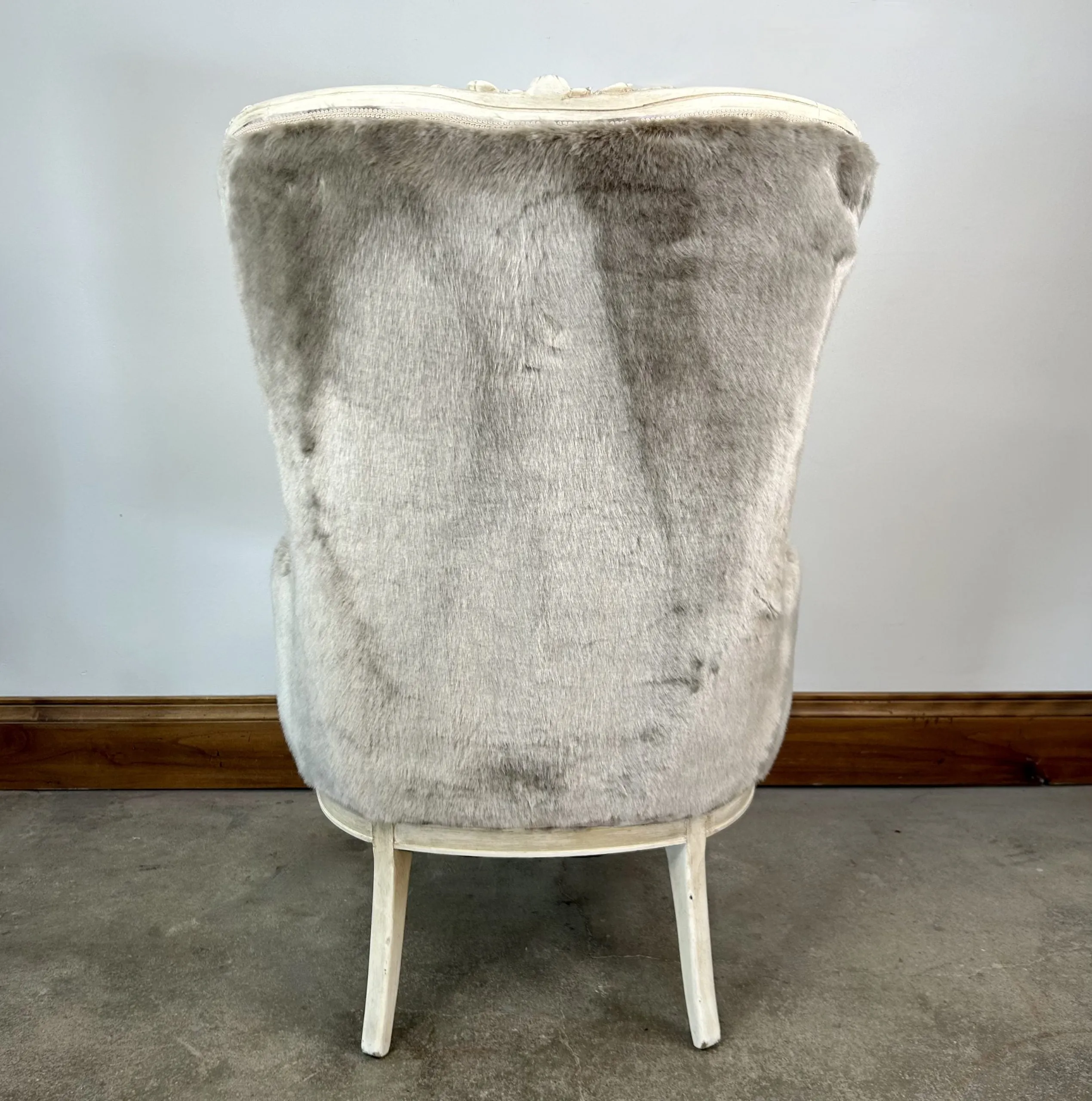 Upholstered Lounge Accent Chair, High Back, Floral Print, Lavender, Faux Fur Sides, Back, 2 Available